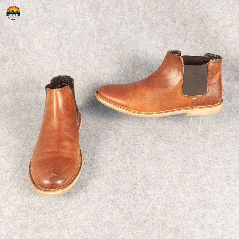 Kenneth Cole Reaction Chelsea Boots Brown Leather Pull-On Classic Men's Size 10